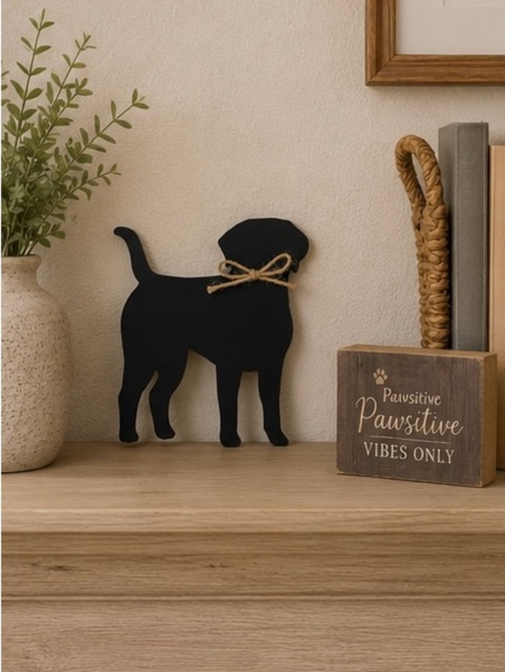 Black Dog Silhouette Wall Art Rustic Dog Lover Decor